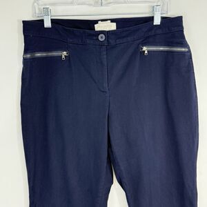 TALBOTS Women Blue Pants Curvy Zip Pockets Sz 14 P